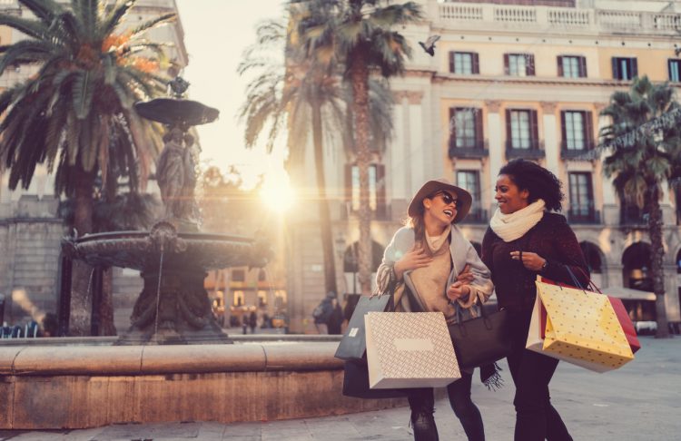 Happy shoppers in Barcelona