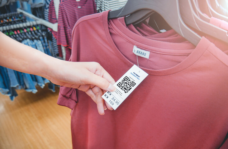 T-Shirt with a QR code in a fashion store